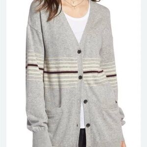 Treasure & Bond Gray and Cream Striped Cardigan